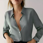 chemise en soie femme vert deau