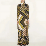 Robe longue imprimée seventies femme