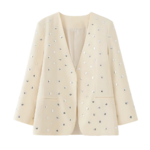 Veste beige à clous femme 2025