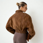 blouson aviateur en daim marron femme (2)