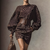 Robe pull en maille marron