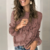 blouse dentelle manches longues  vieux rose