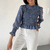 blouse à carreaux bleue femme
