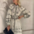 Robe longue imprimée noir blanc fleurie