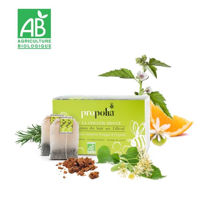 Infusion après repas Propolia, Tilleul, Guimauve Romarin, Oranger &amp; Propolis Bio