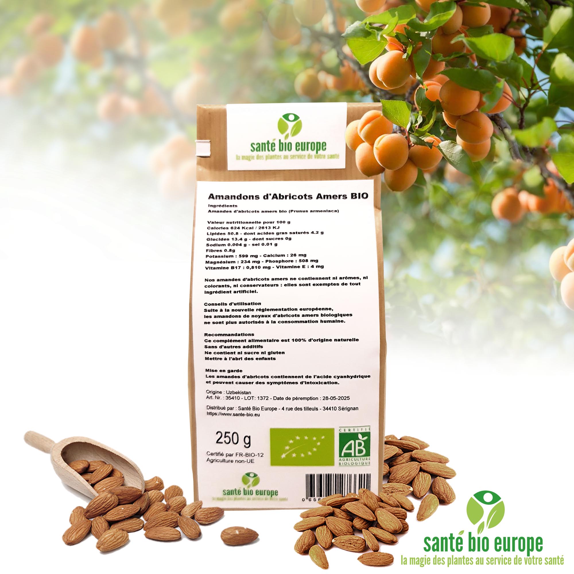 Amandons dabricots amers bio - amande - bitter kernels - 250g