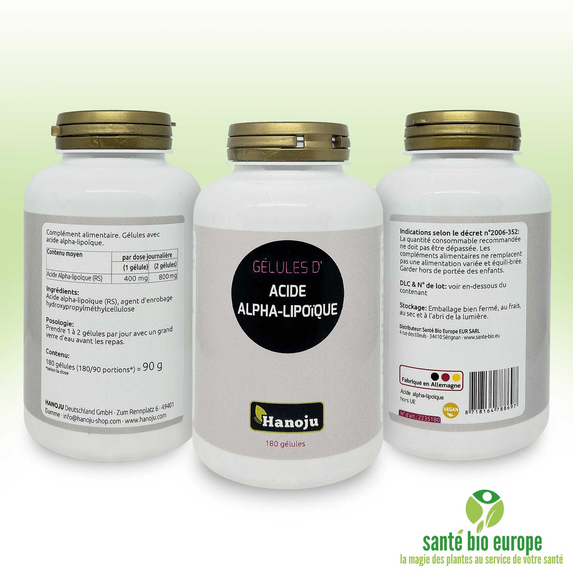 Alpha-Lipoic Acid 180 capsules all sides