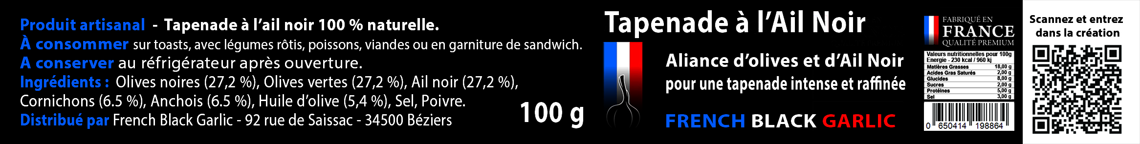 Tapenade a lAil Noir etiquette 2025