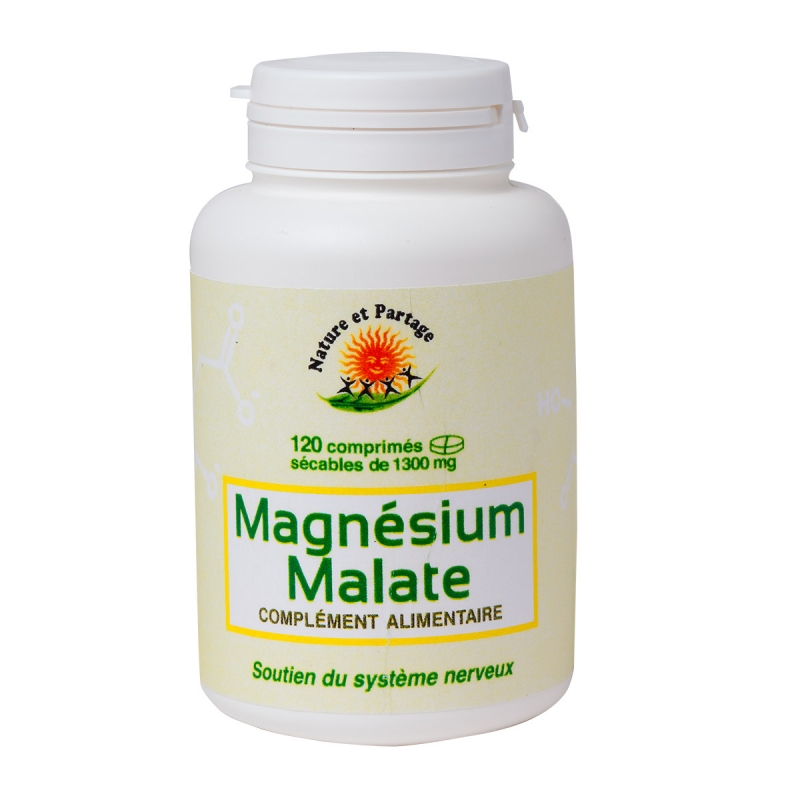 Magnésium malate - 120 comprimés sécables - 1 300 mg