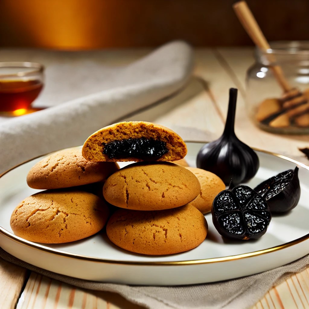 biscuits au gingembre avec coeur fondant d ail noir francais french black garlic