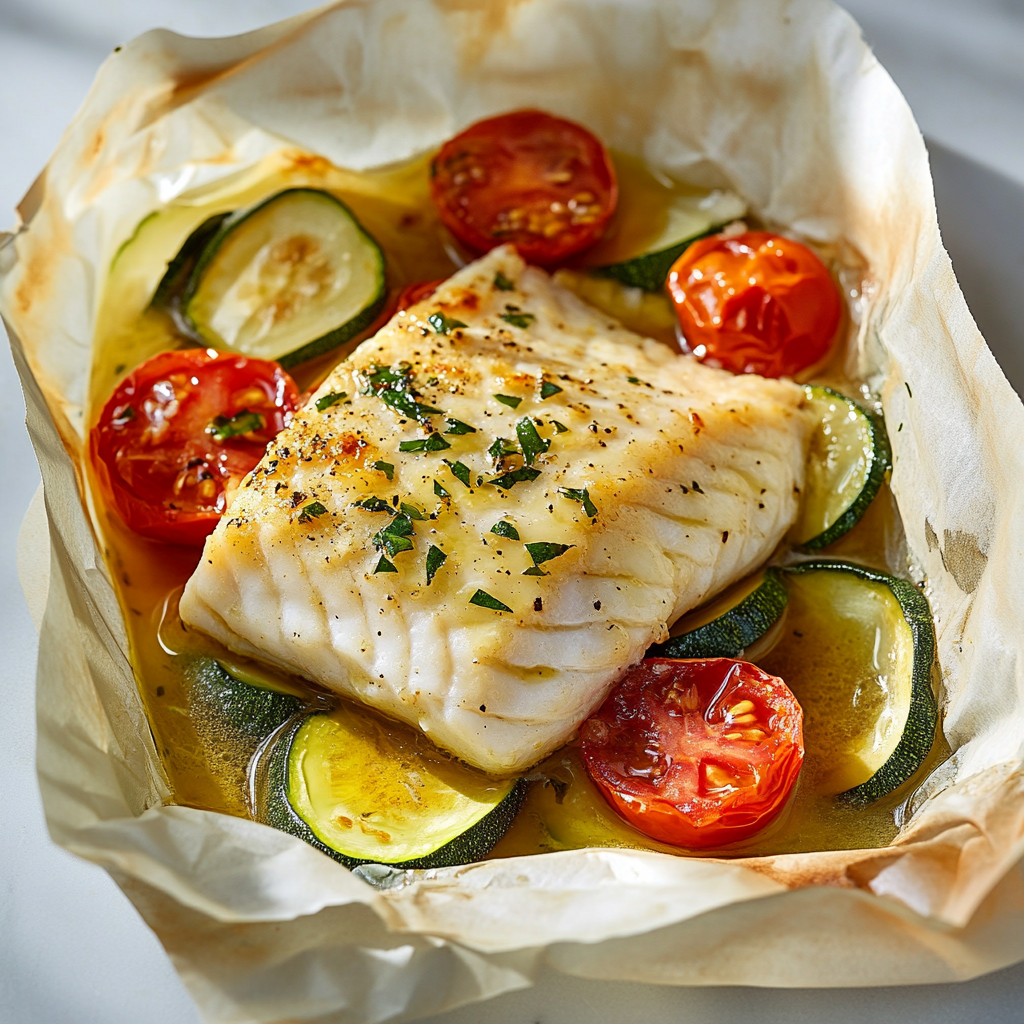 Photo de la recette : Poisson blanc en papillote avec légumes d'été