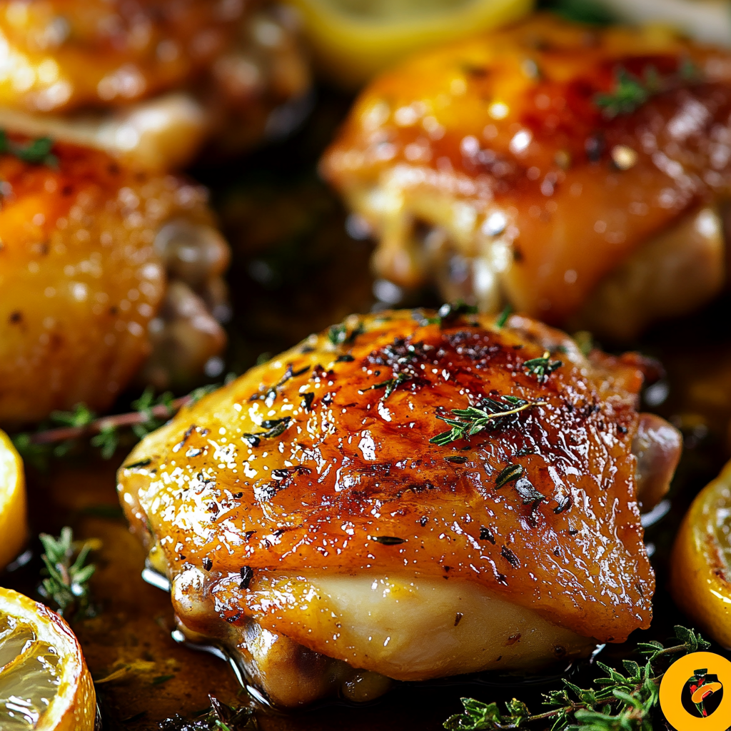 Photo de la recette : Poulet au four avec citron, ail noir, et herbes de Provence