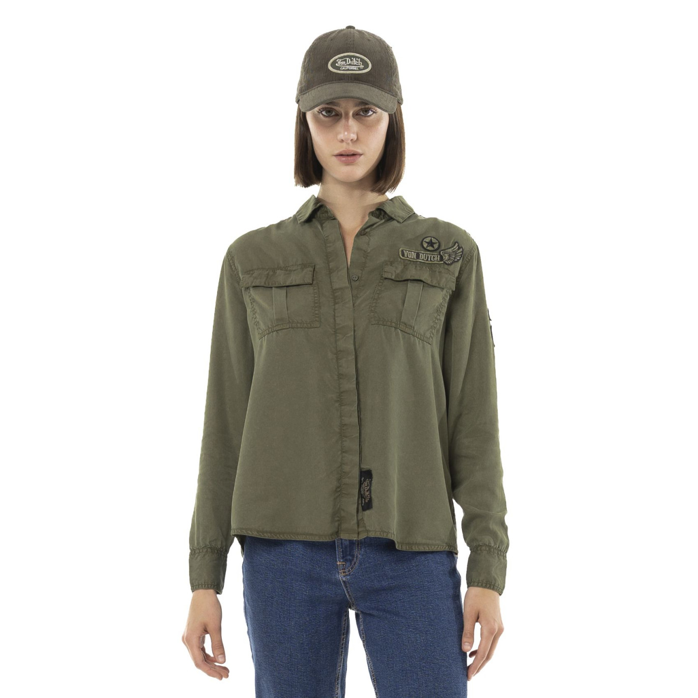 Chemise-femme-von dutch kaki