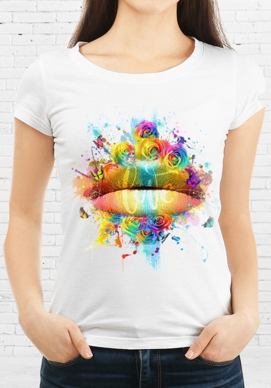 T-shirt-Femme-Bouche-Color-Blanc Binet