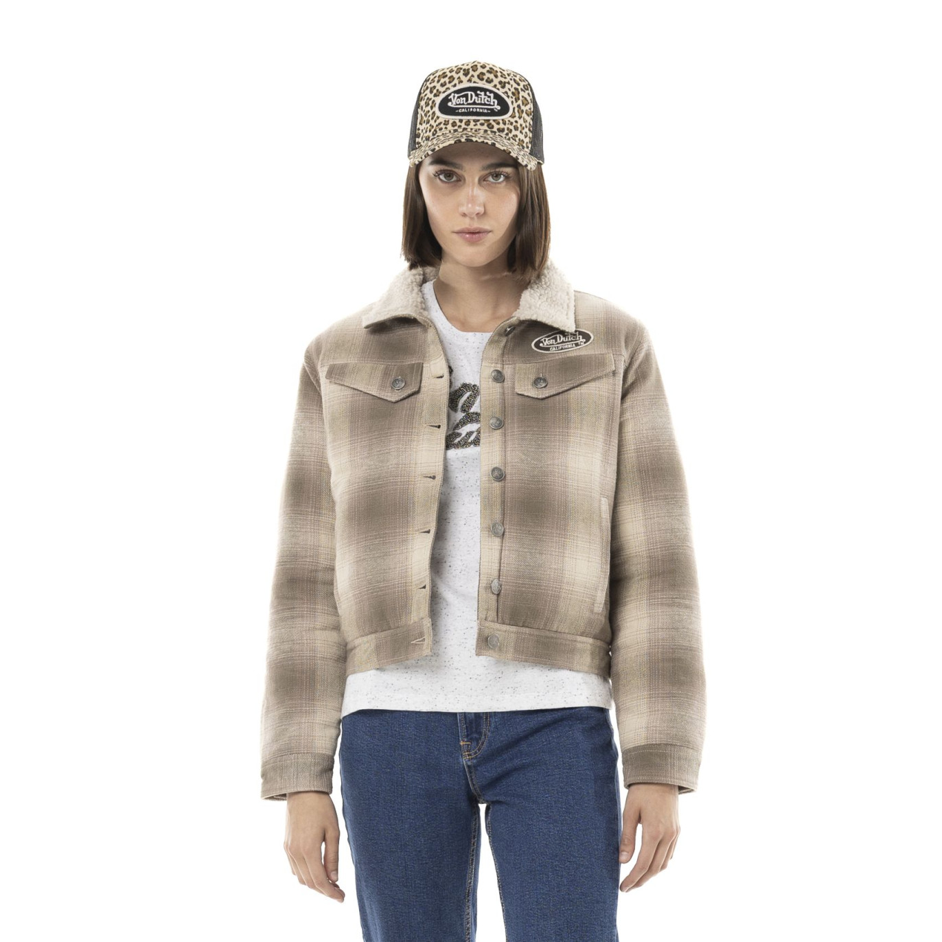 Veste-femme-von dutch pola patchs face