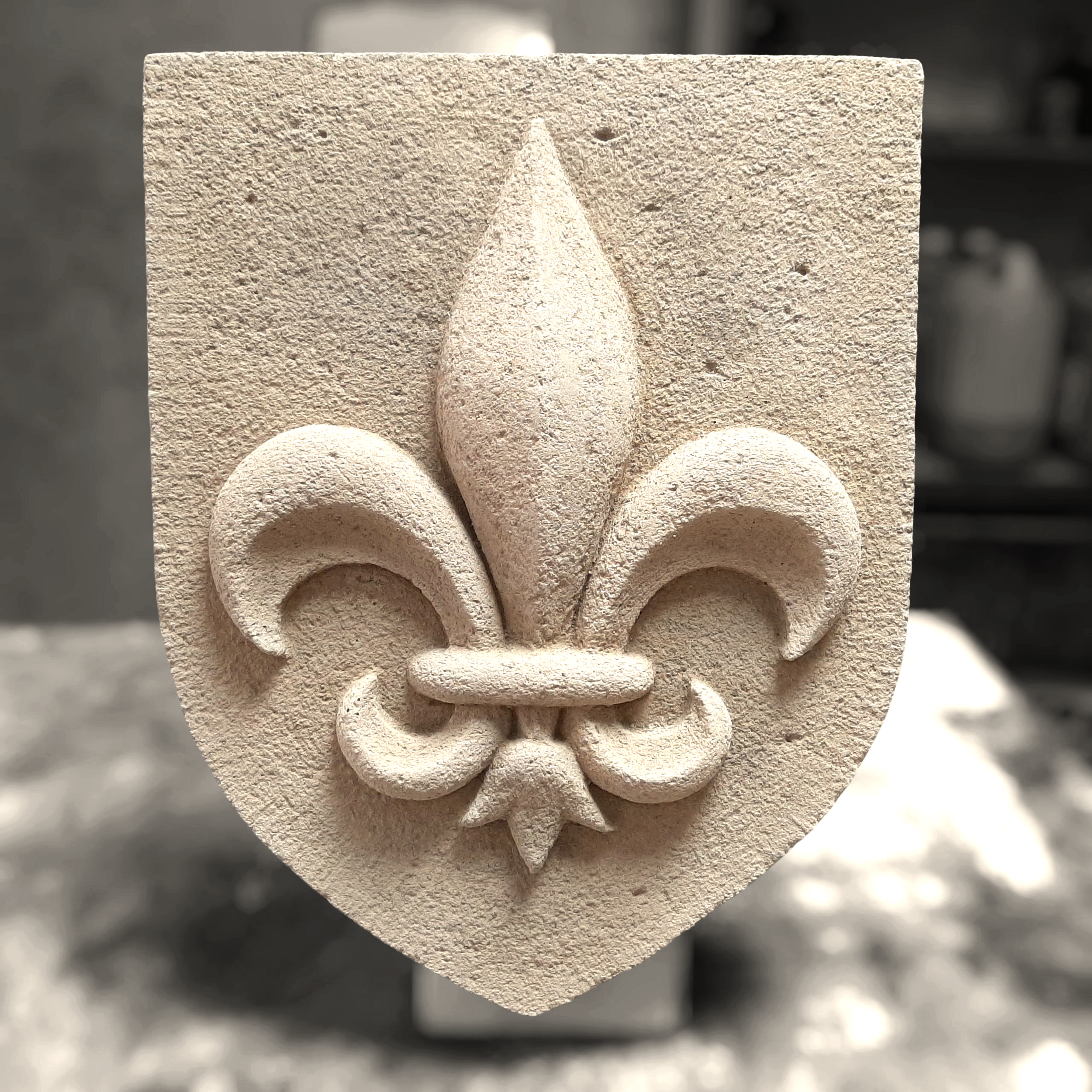 Blason fleur de lys en pierre (7)