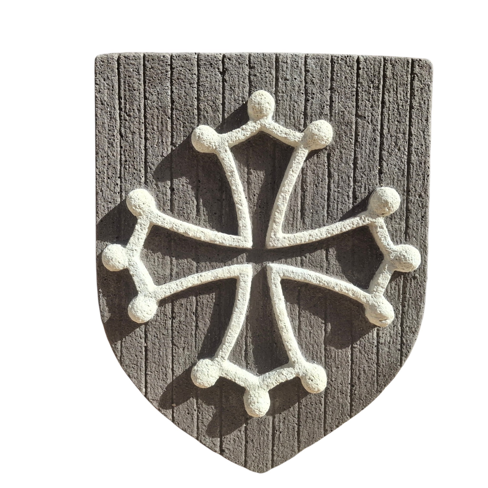 Blason languedoc pierre reconstituée 2 couleurs fond gris (4)