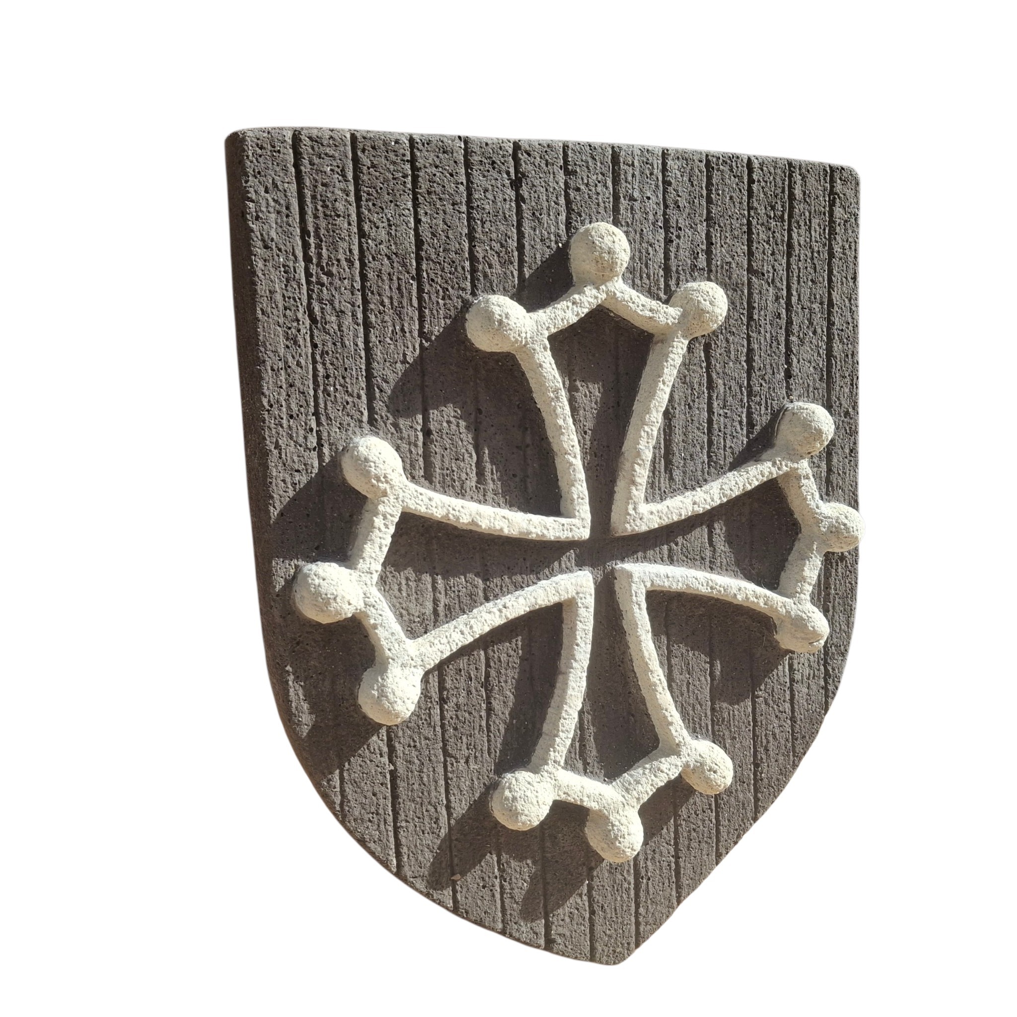 Blason languedoc pierre reconstituée 2 couleurs fond gris (5)