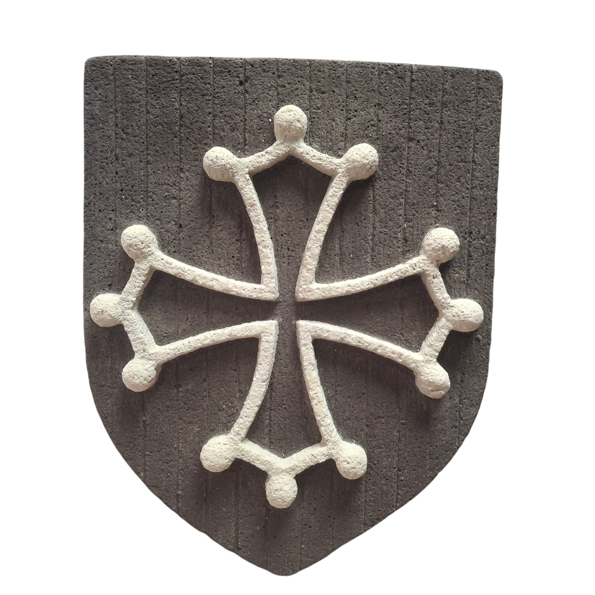 Blason languedoc pierre reconstituée 2 couleurs fond gris (3)