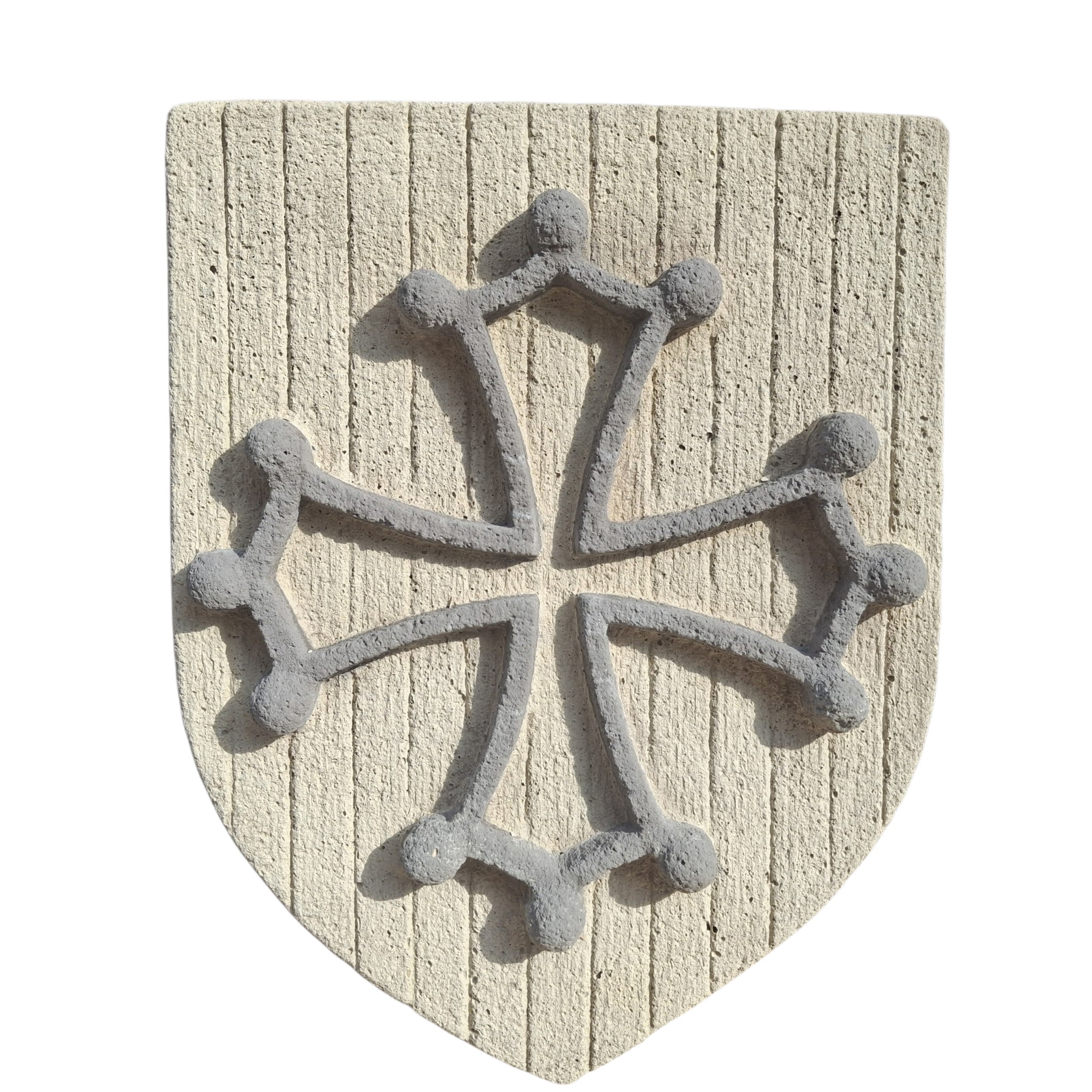 Blason languedoc 2 couleurs croix grise sur fond ton pierre (2)