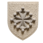 Blason croix occitane 2 couleurs fond ton pierre (2)