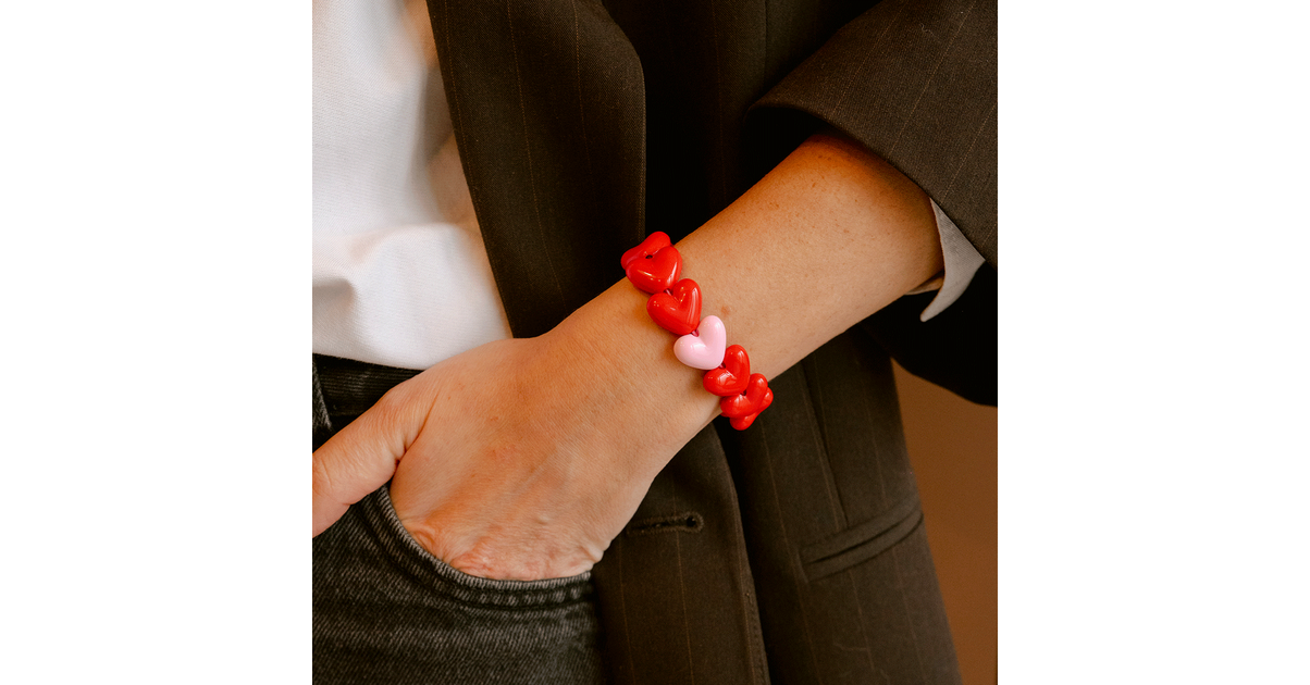 Bracelet Femme GAGA MAXI Coeurs Rouge - Élégance et Amour