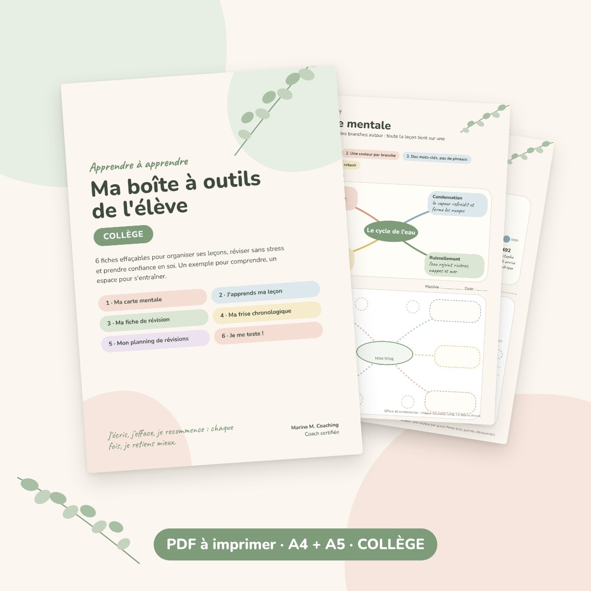 Couverture Boite a outils de leleve college et fiches methode effacables