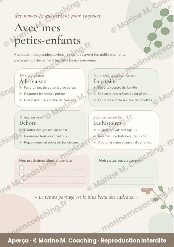 Aperçu de la fiche plastifiée Avec mes petits-enfants, idées dactivités