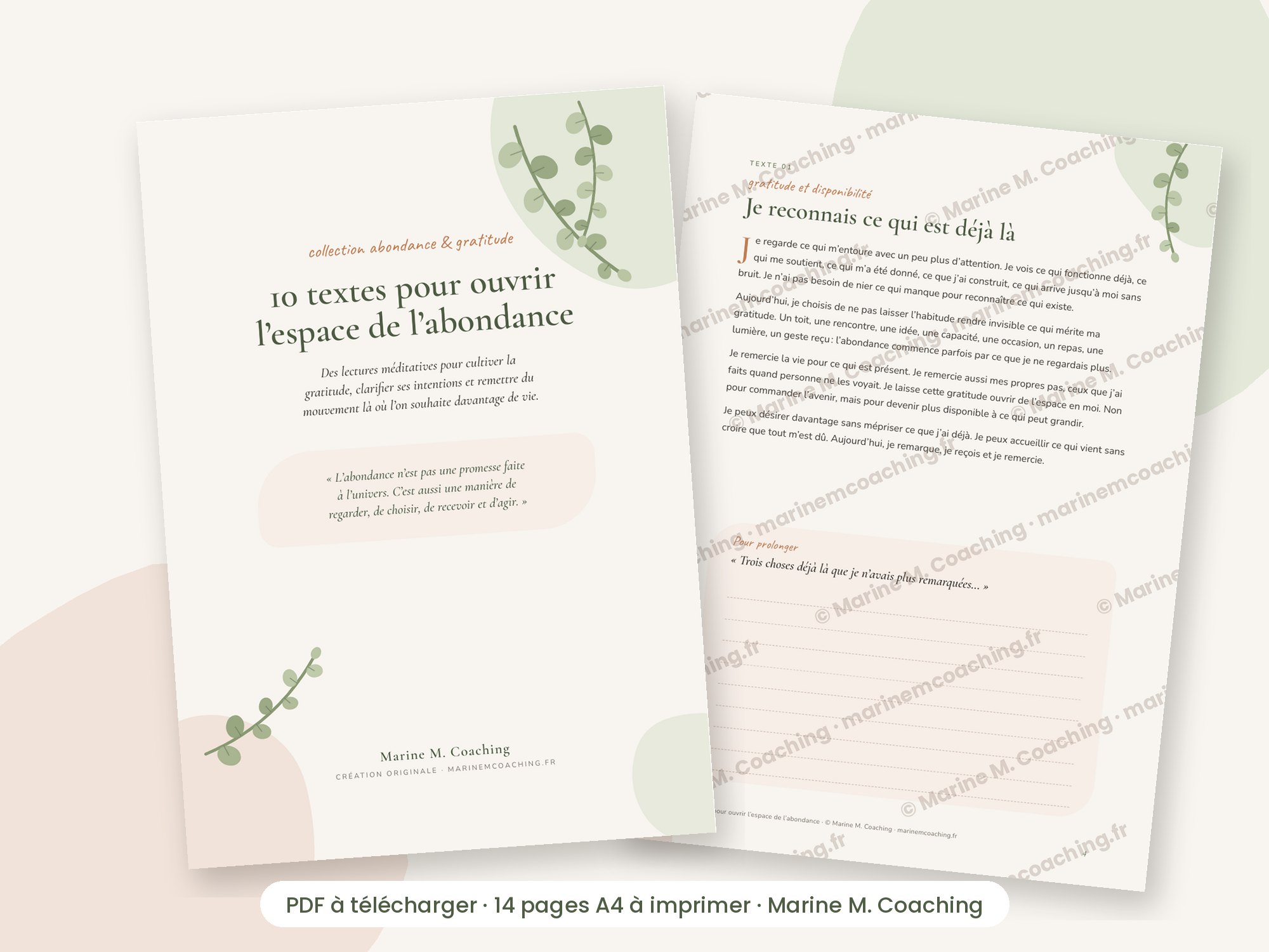 Carnet PDF 10 textes pour ouvrir lespace de labondance, couverture et page