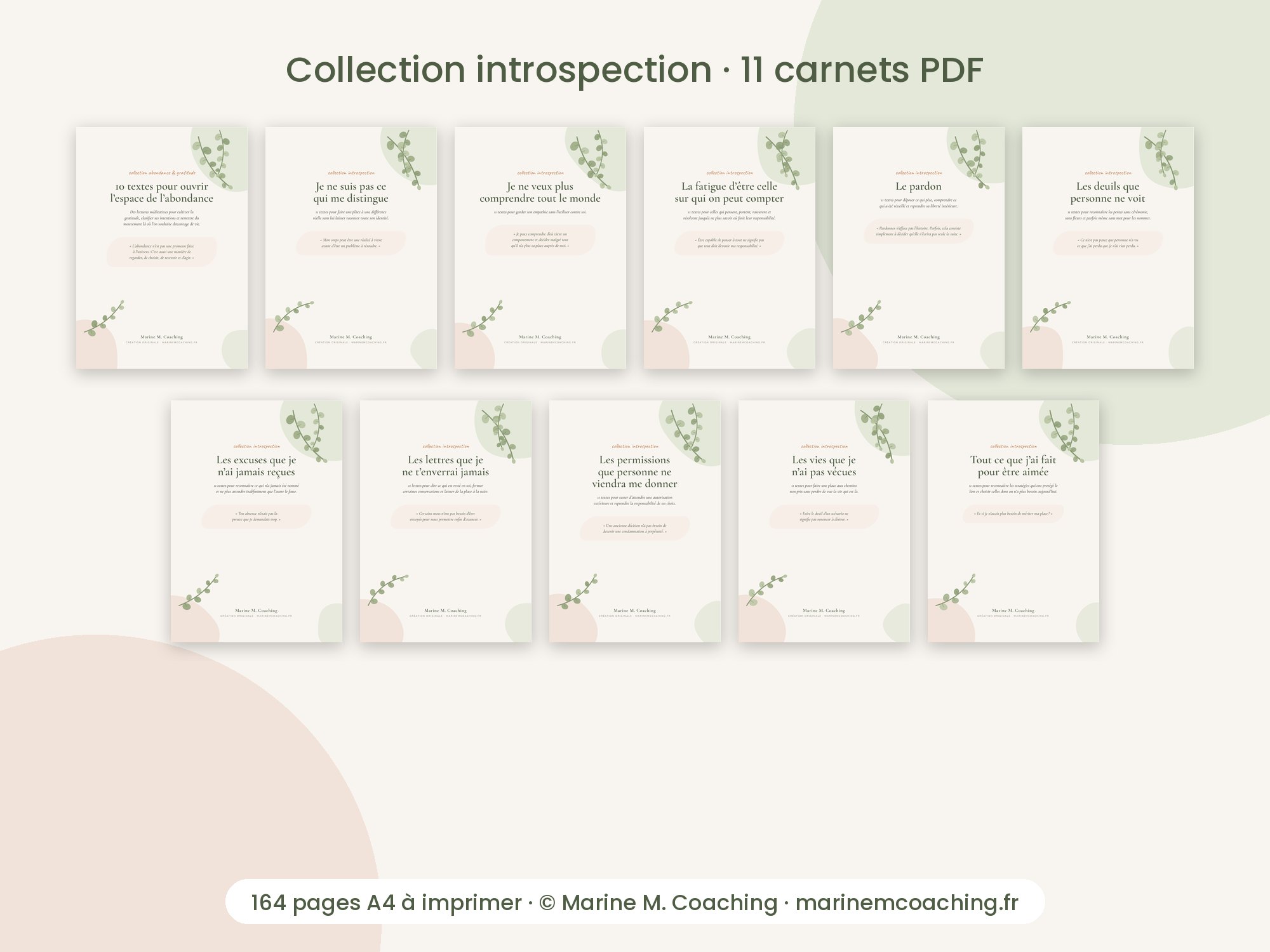 Les 11 couvertures de la collection introspection Marine M. Coaching