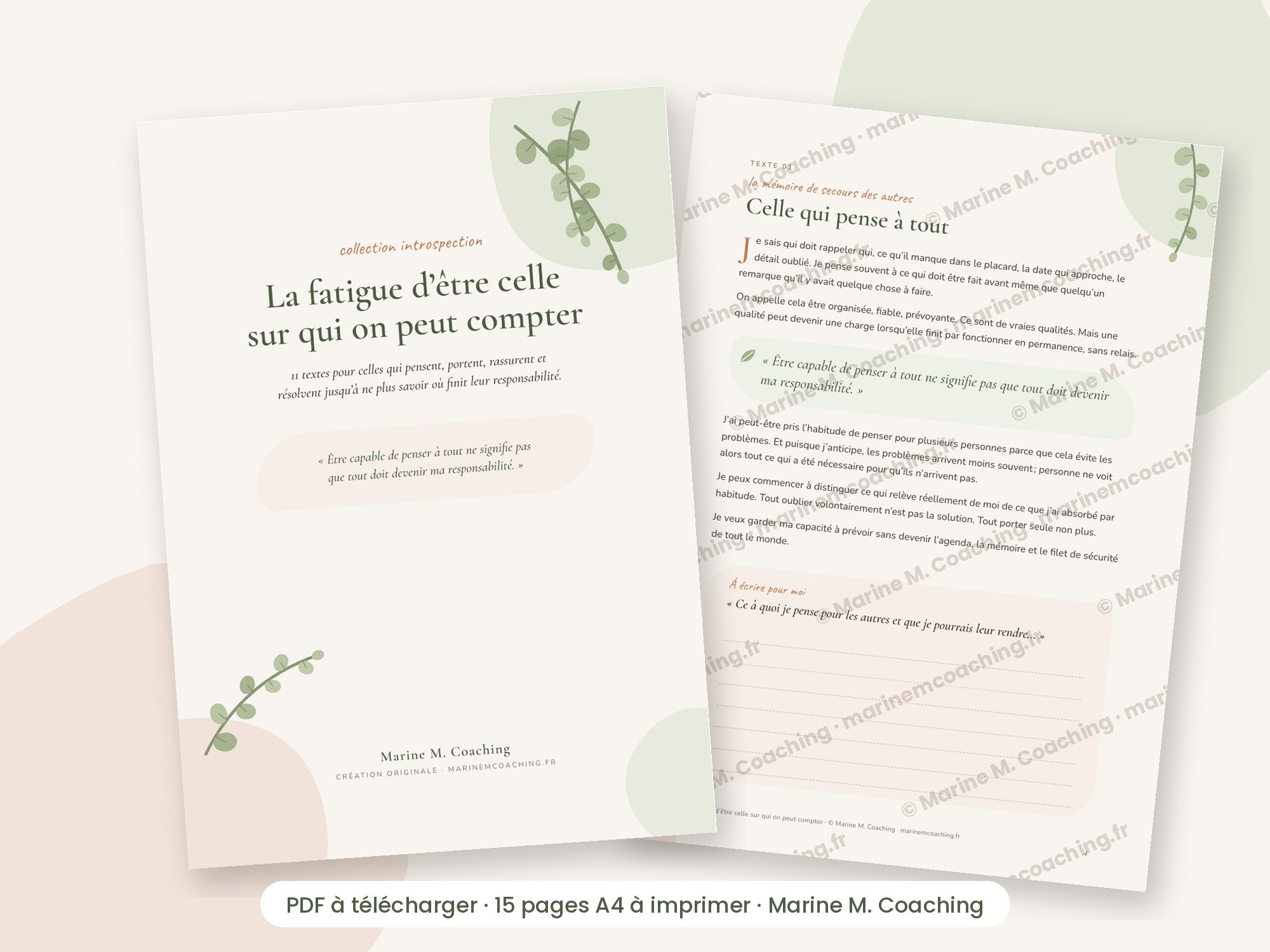 Carnet PDF La fatigue dêtre celle sur qui on peut compter, couverture et page
