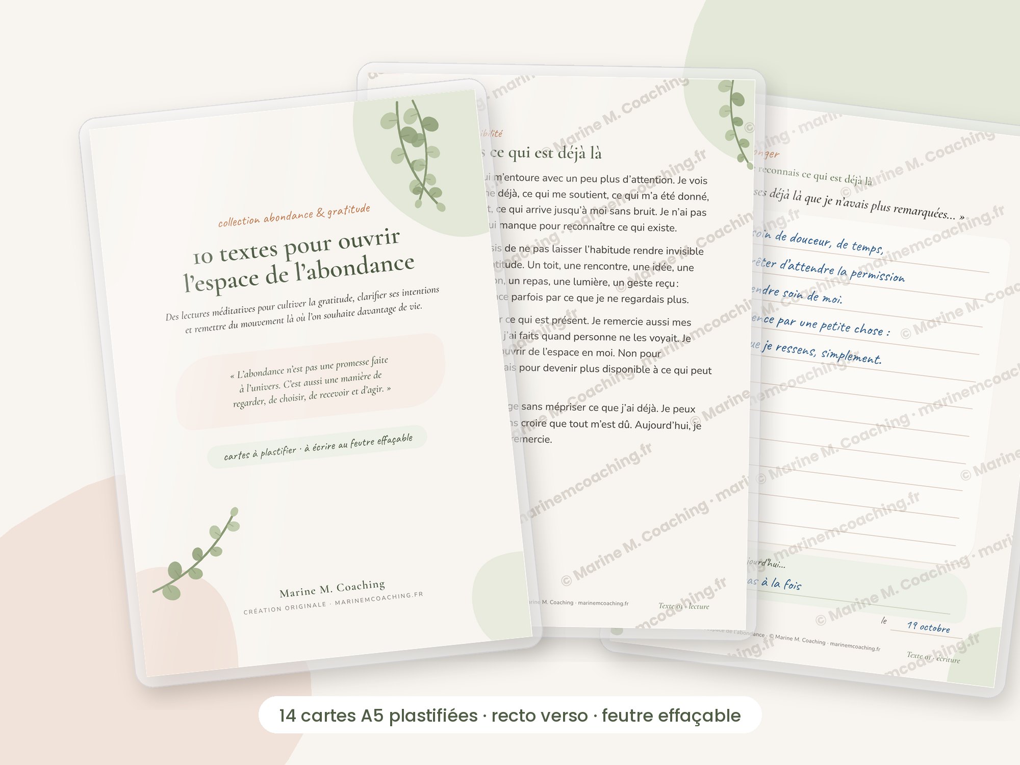 Cartes A5 plastifiées 10 textes pour ouvrir lespace de labondance