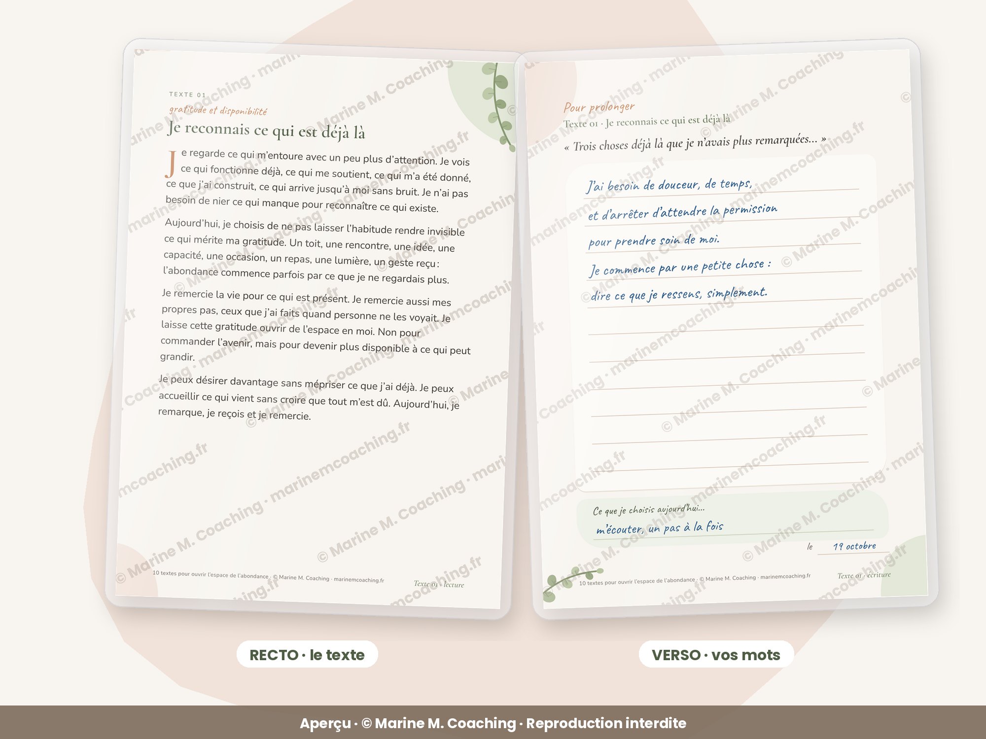 Recto et verso dune carte du carnet sur labondance