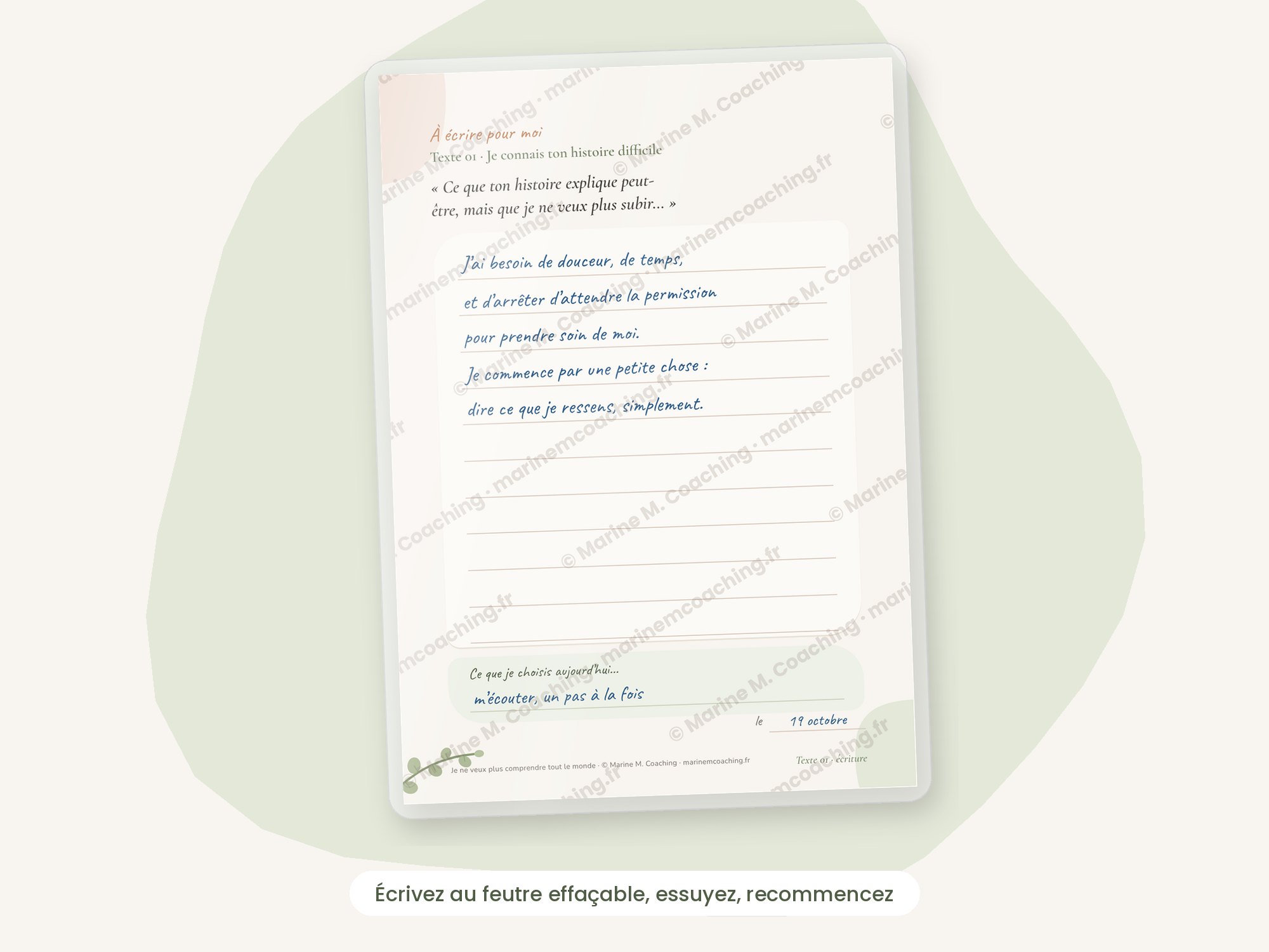 Carte décriture au feutre effaçable, Je ne veux plus comprendre tout le monde