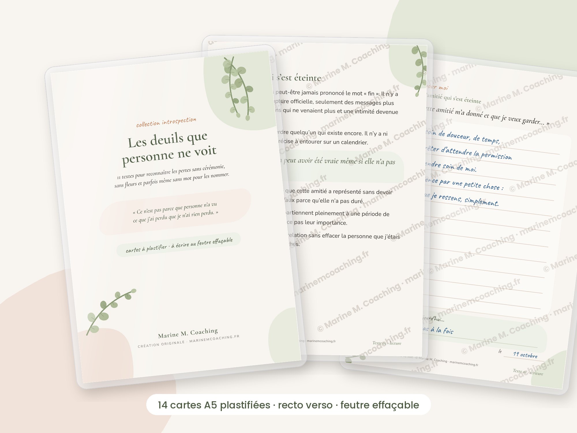 Cartes A5 plastifiées Les deuils que personne ne voit