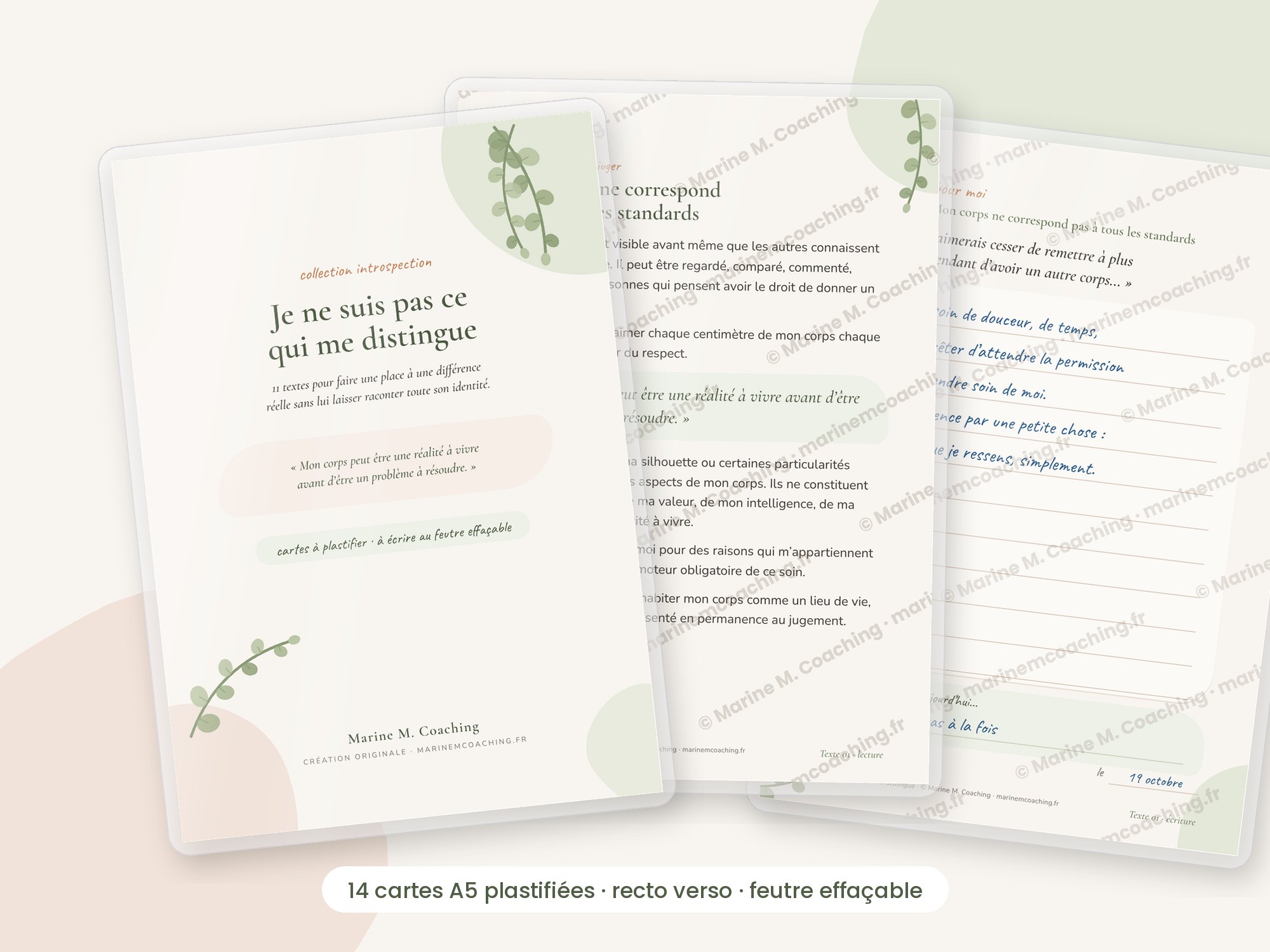 Cartes A5 plastifiées Je ne suis pas ce qui me distingue