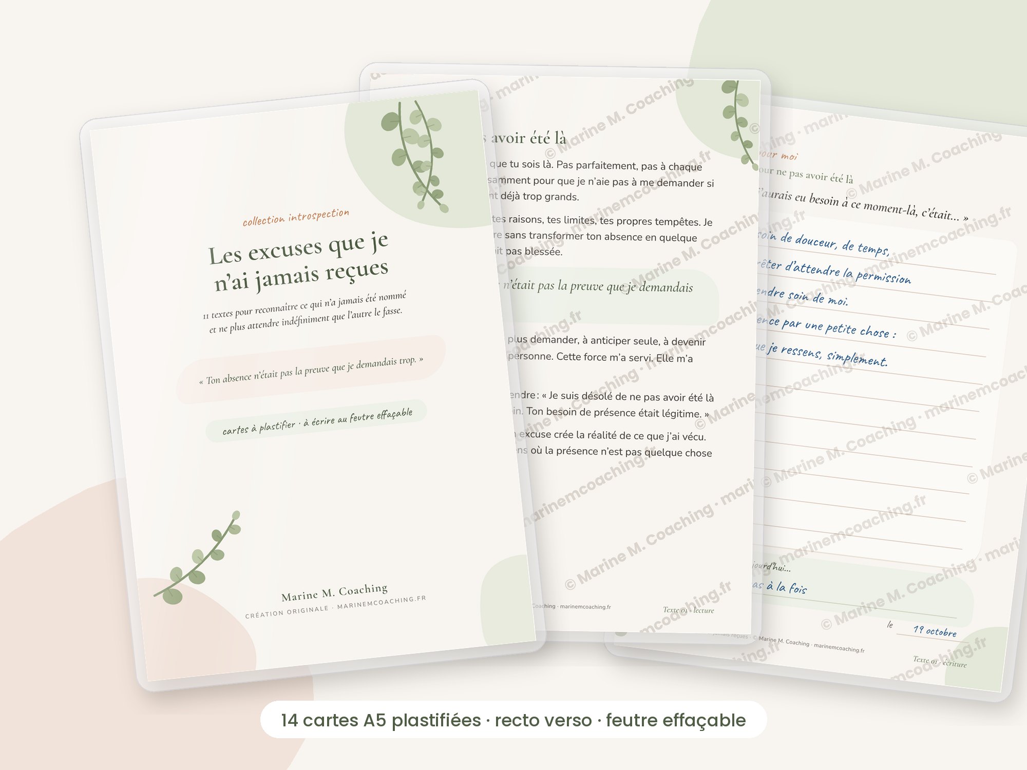 Cartes A5 plastifiées Les excuses que je nai jamais reçues