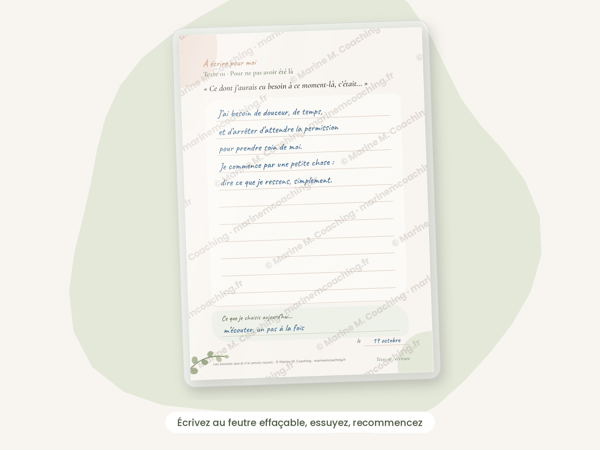 Carte décriture au feutre effaçable, Les excuses que je nai jamais reçues
