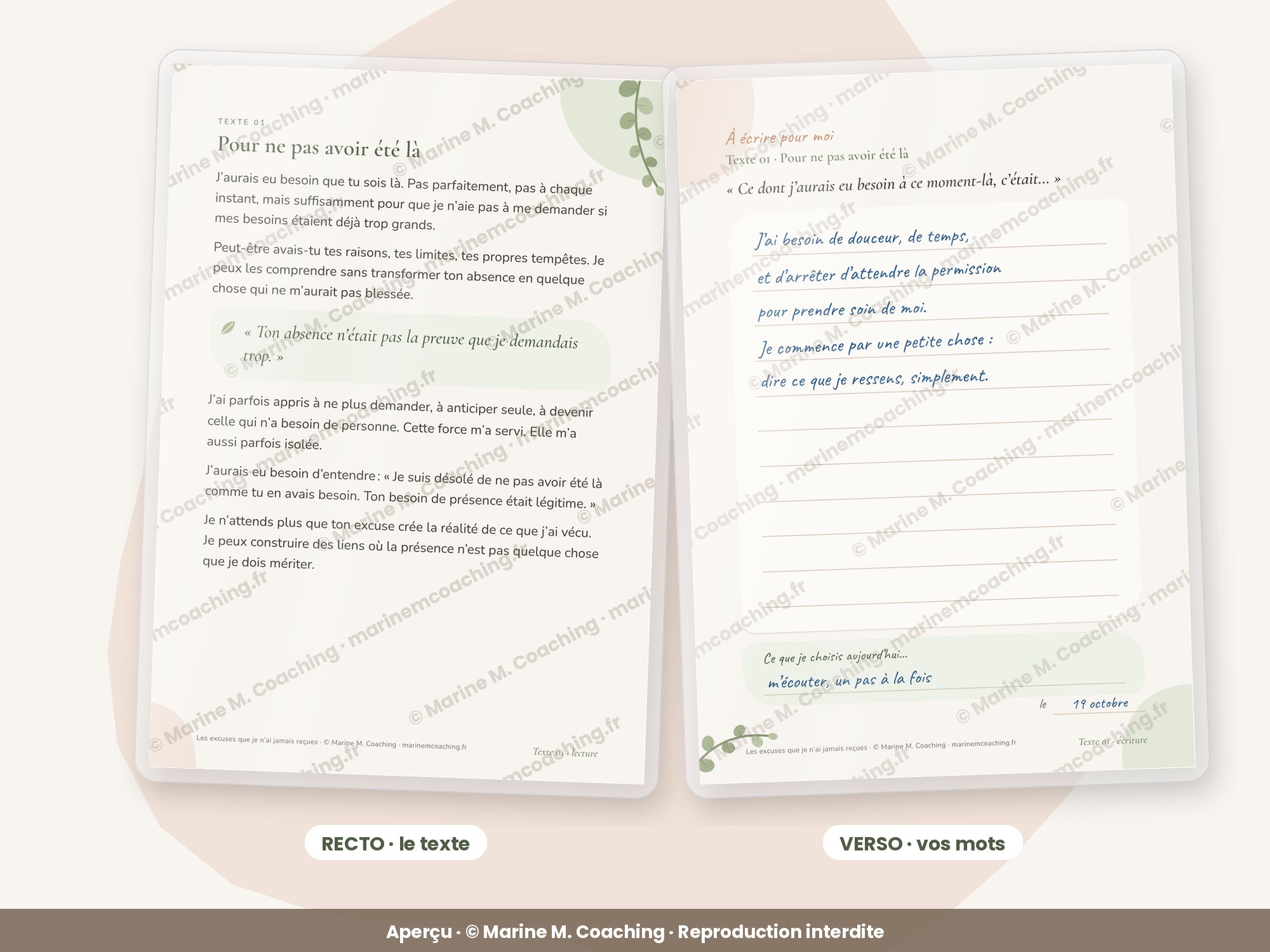 Recto et verso dune carte Les excuses que je nai jamais reçues
