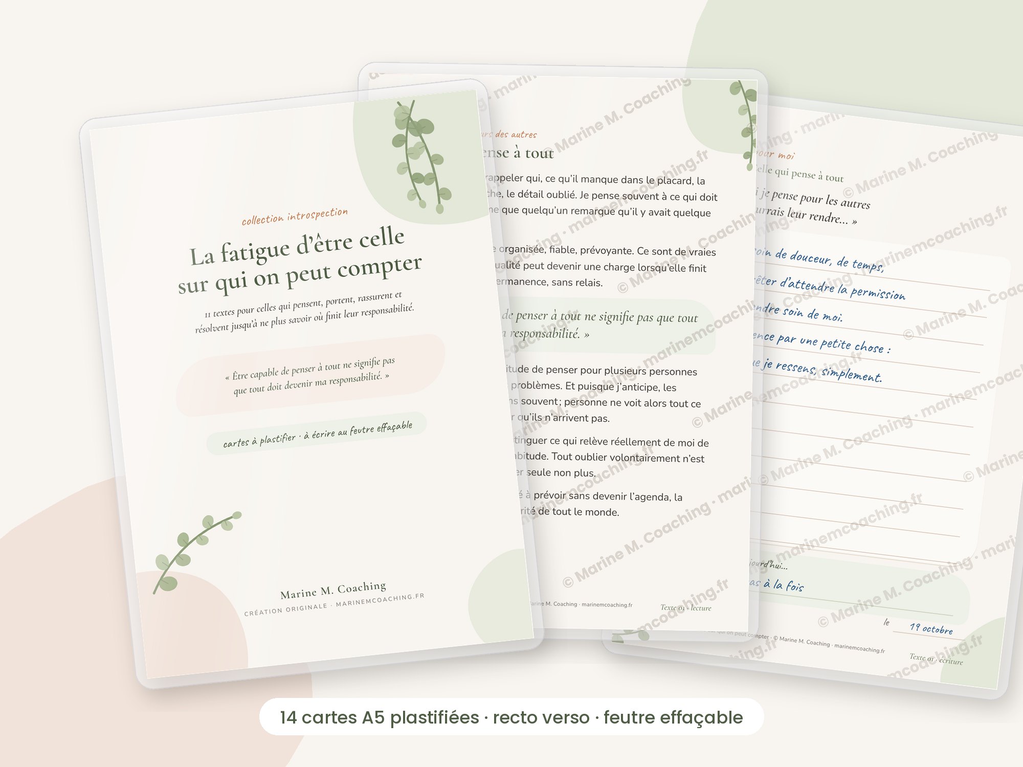 Cartes A5 plastifiées La fatigue dêtre celle sur qui on peut compter