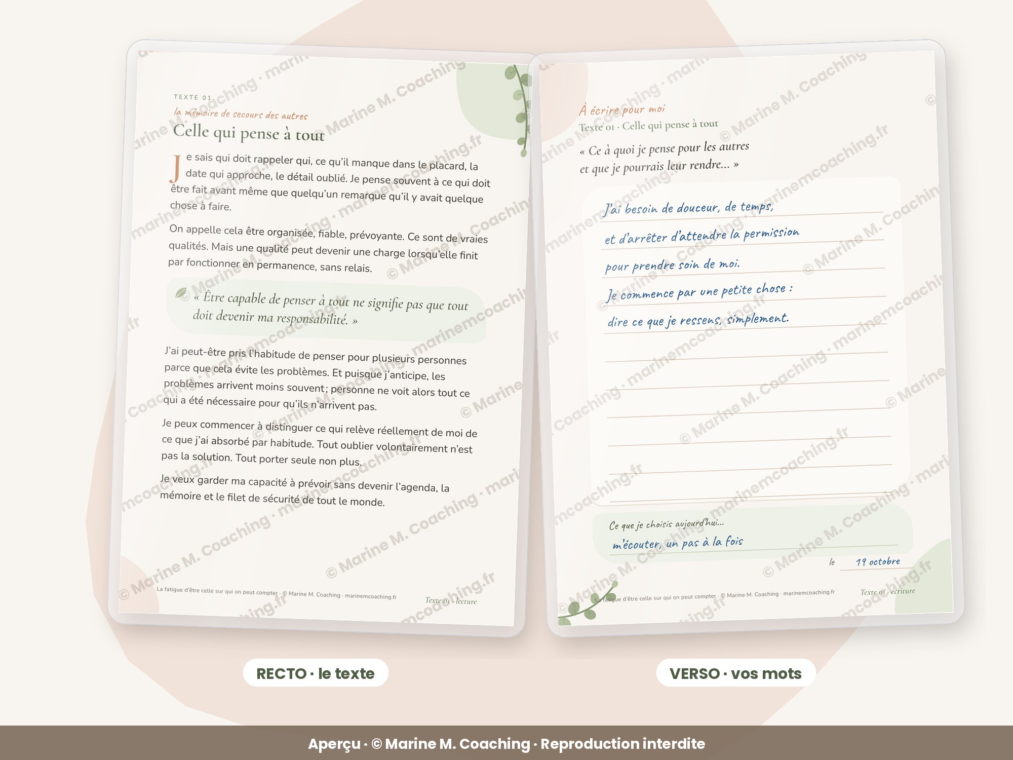 Recto et verso dune carte La fatigue dêtre celle sur qui on peut compter