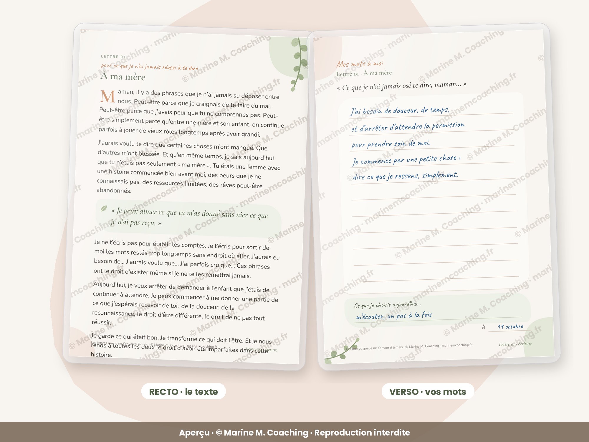 Recto et verso dune carte Les lettres que je ne tenverrai jamais