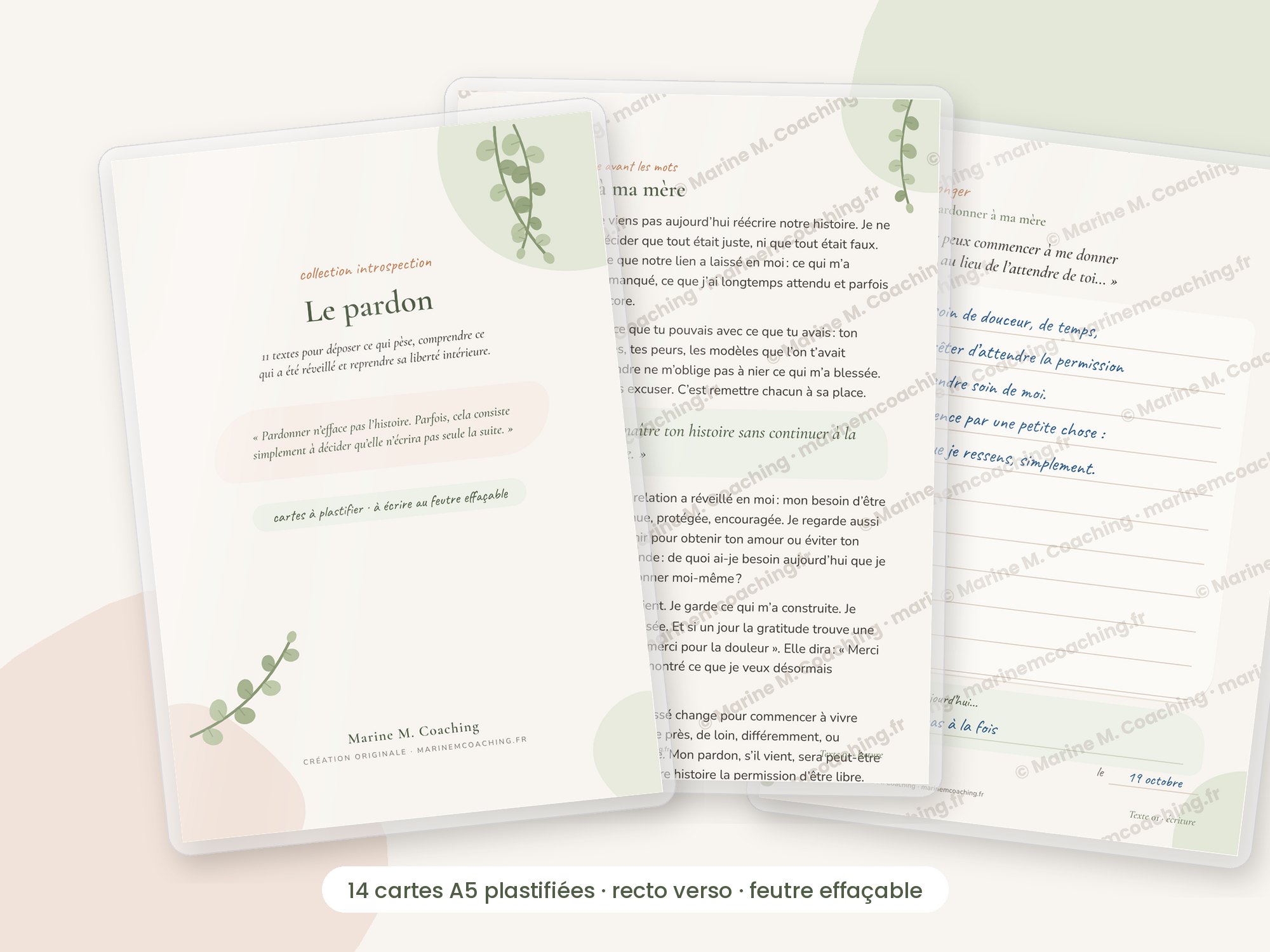 Cartes A5 plastifiées Le pardon