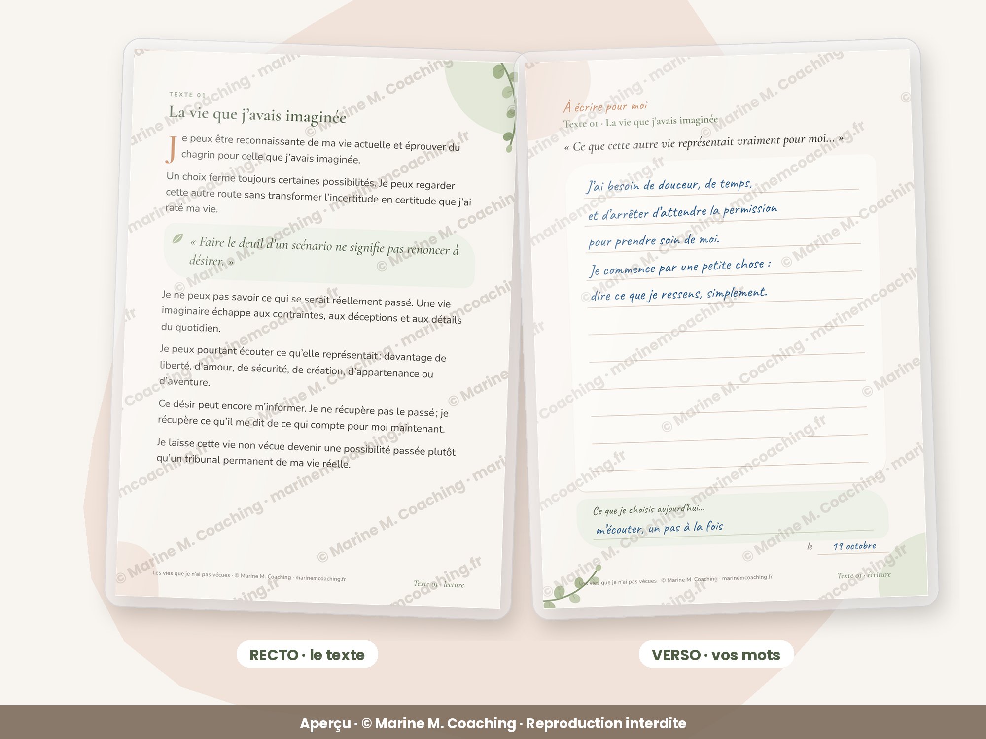 Recto et verso dune carte Les vies que je nai pas vécues