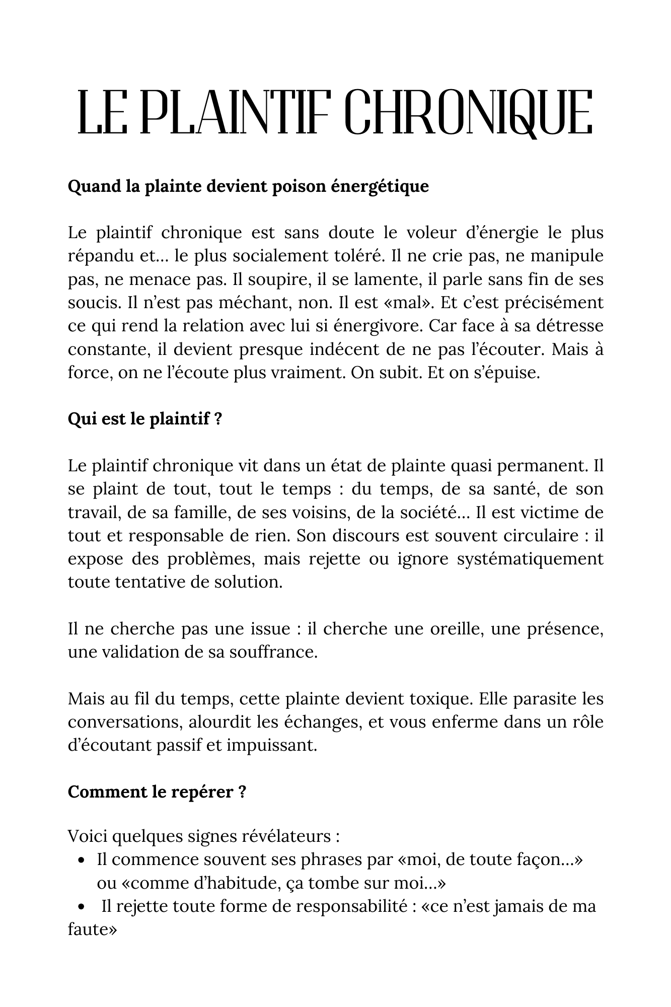 Le gd nettoyage émotionnel Plaintif