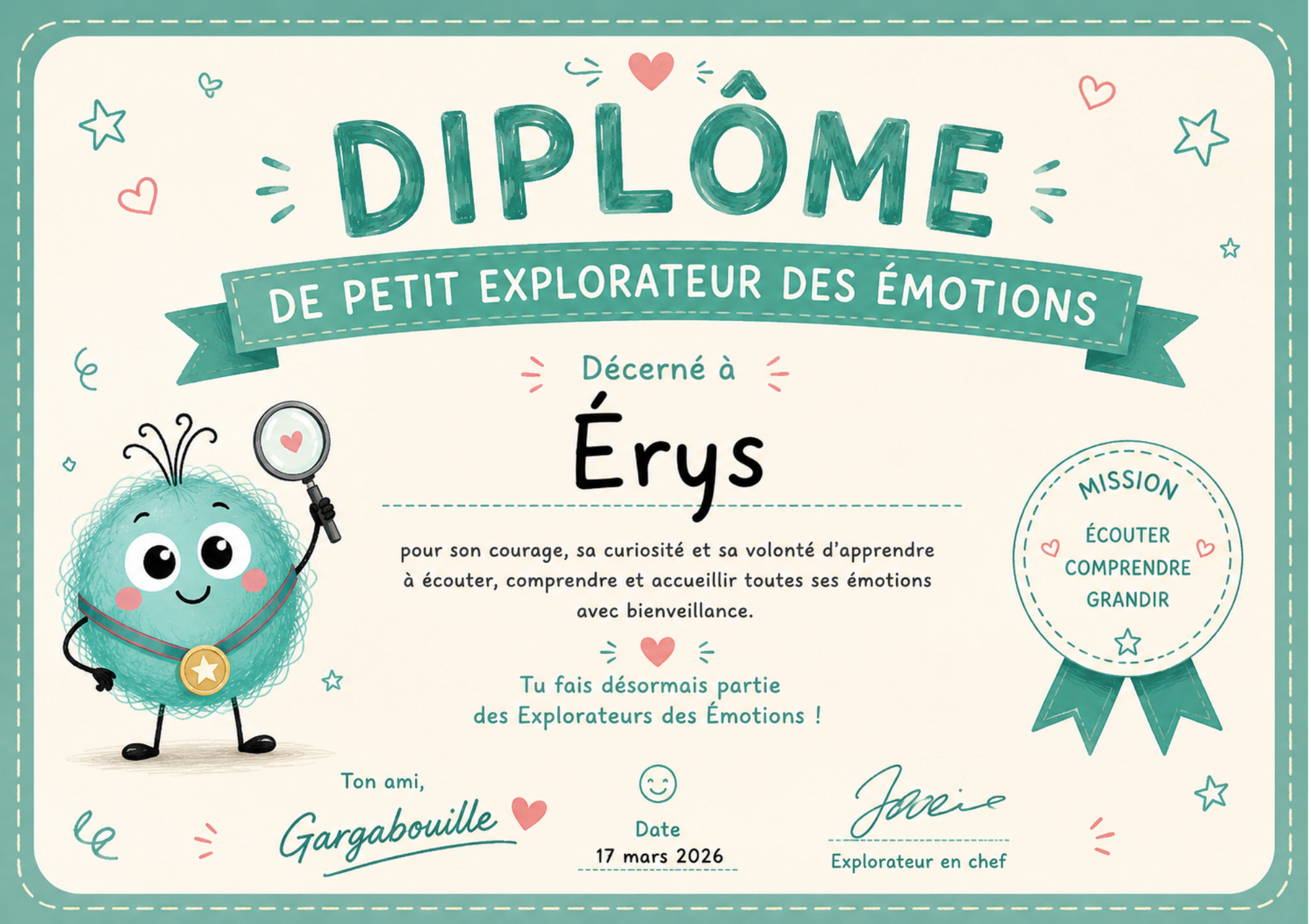 Diplôme personnalisé