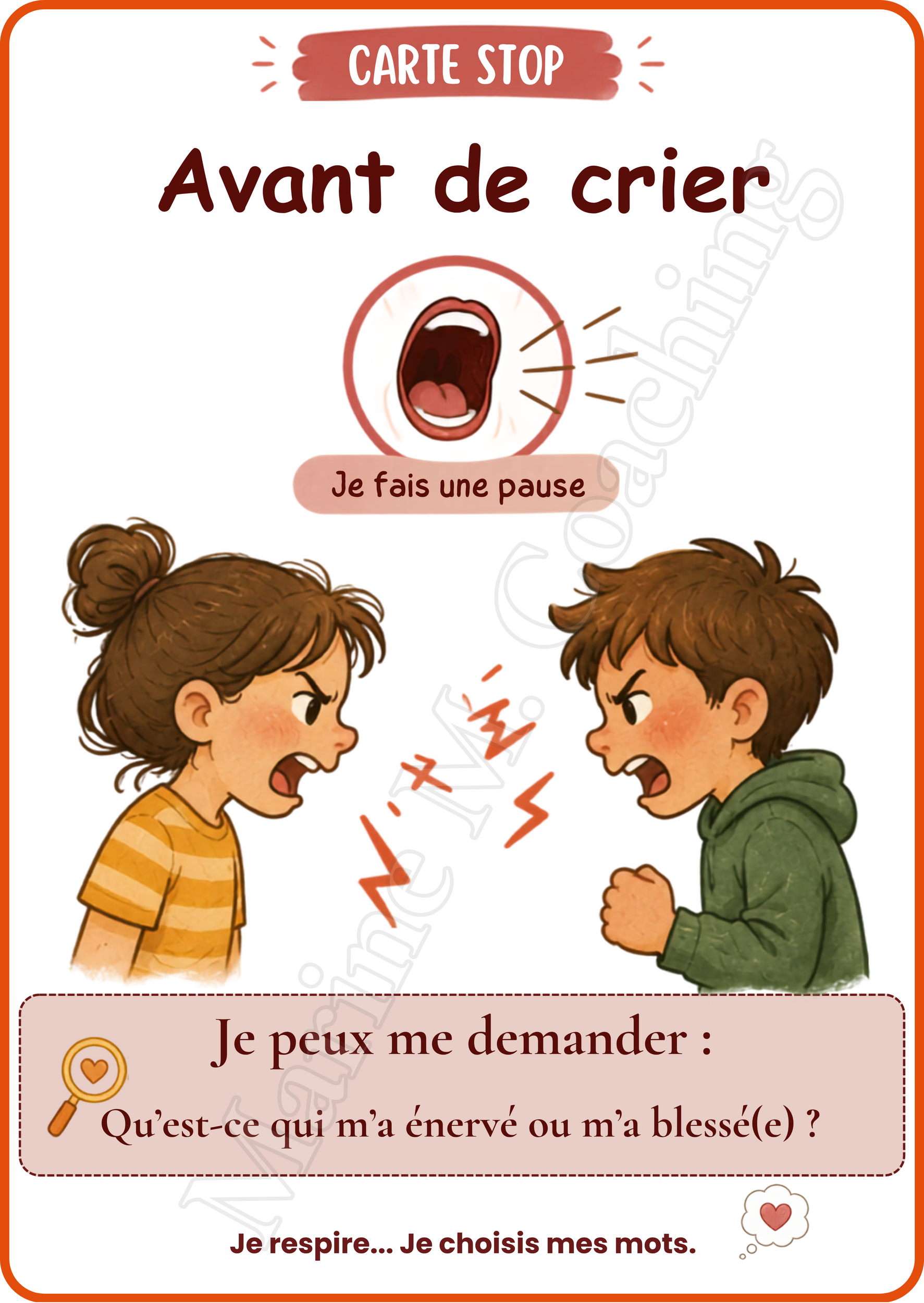 Carte Avant de crier du coffret Le Chemin de la Réconciliation