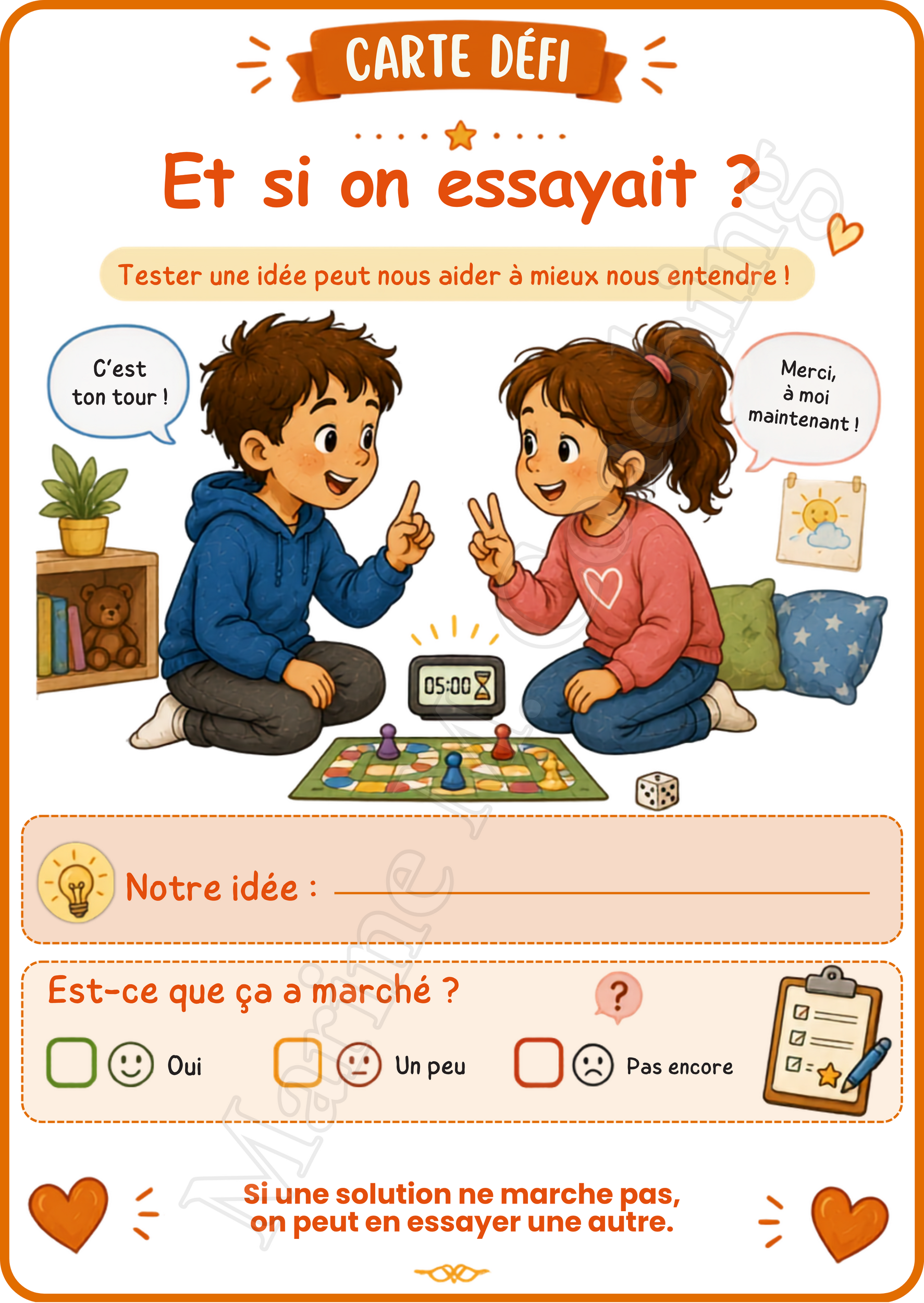 Carte défi pour tester une solution