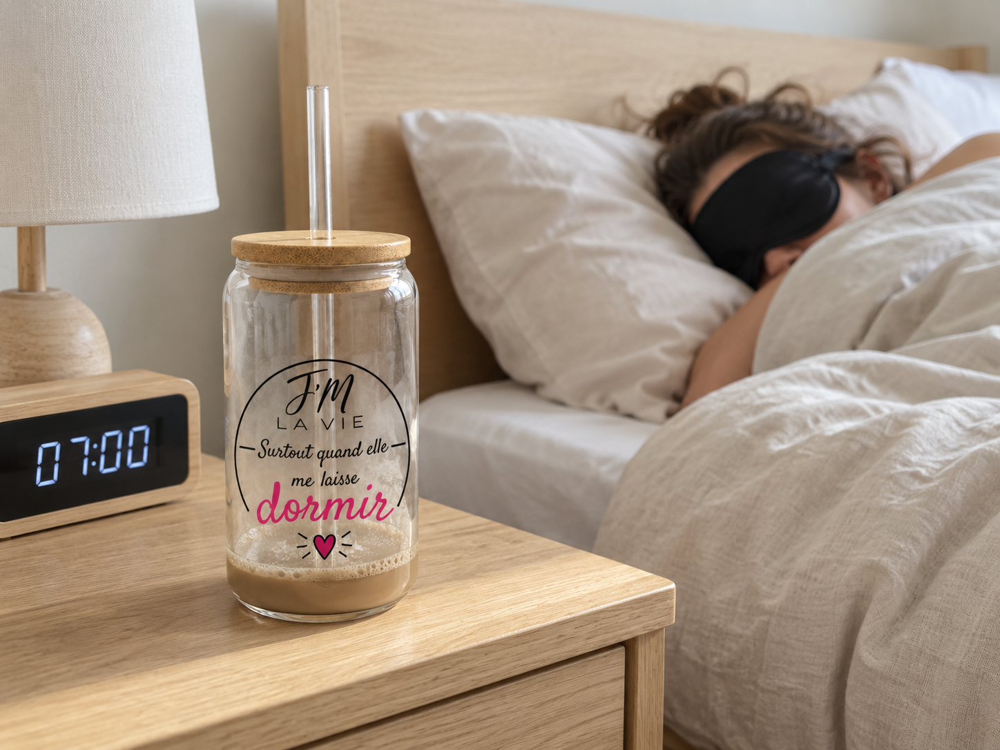 Verre avec paille J’M la vie Surtout quand elle me laisse dormir