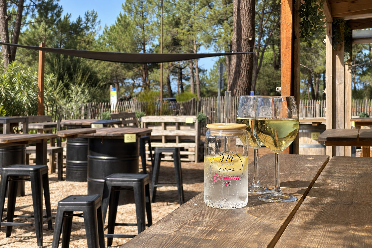 Verre avec paille J’M la vie Surtout à Lacanau